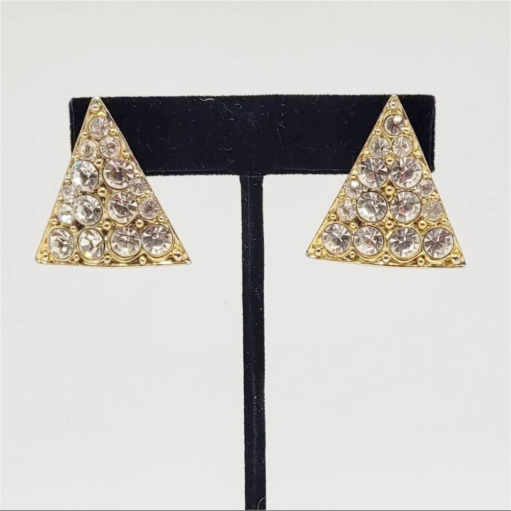 Triangle Crystal Gold Earrings